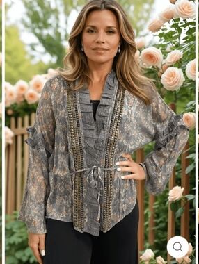 Jaded Gypsy Chiffon Studded Cardigan